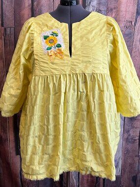 3X handmade yellow sunflower top OOAK